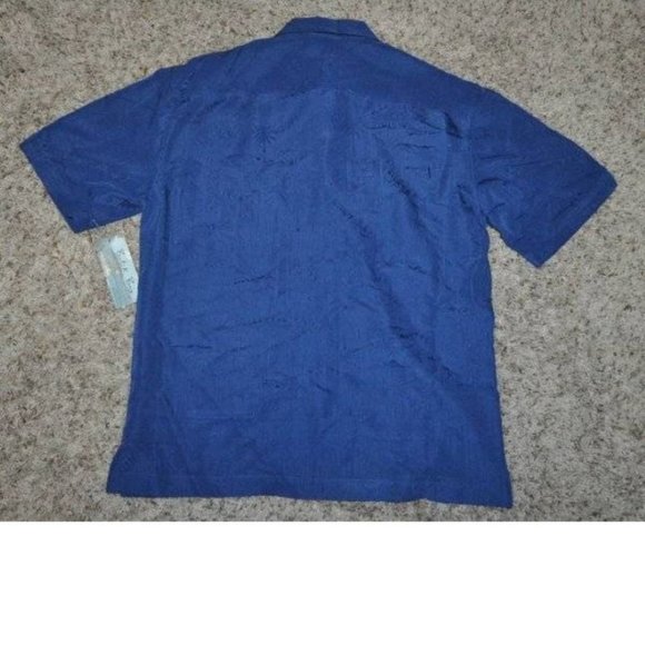 Mens Camp Shirt Batik Bay Blue Small Button Down Short Sleeve Classic Collared - Picture 4 of 4